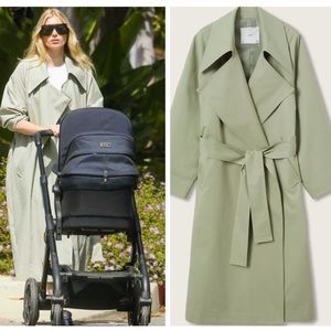 MANGO oversized water-repellent cotton trench coat olive green blogger